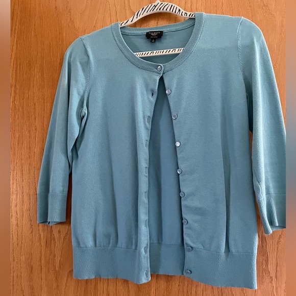 Petite Talbots Cotton Sweater Set Blue - Picture 5 of 8